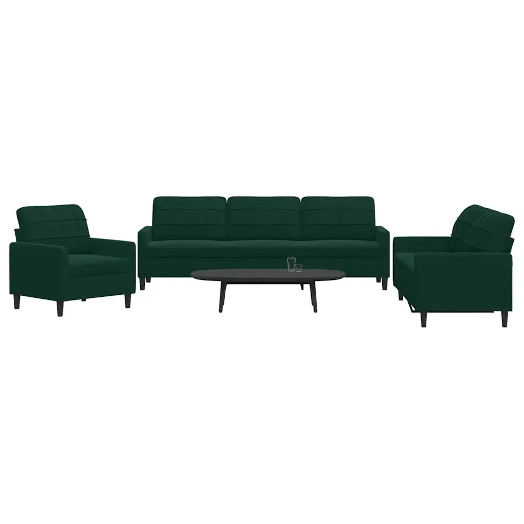 Set di Divani 3 pz con Cuscini Verde scuro in Velluto 3278433
