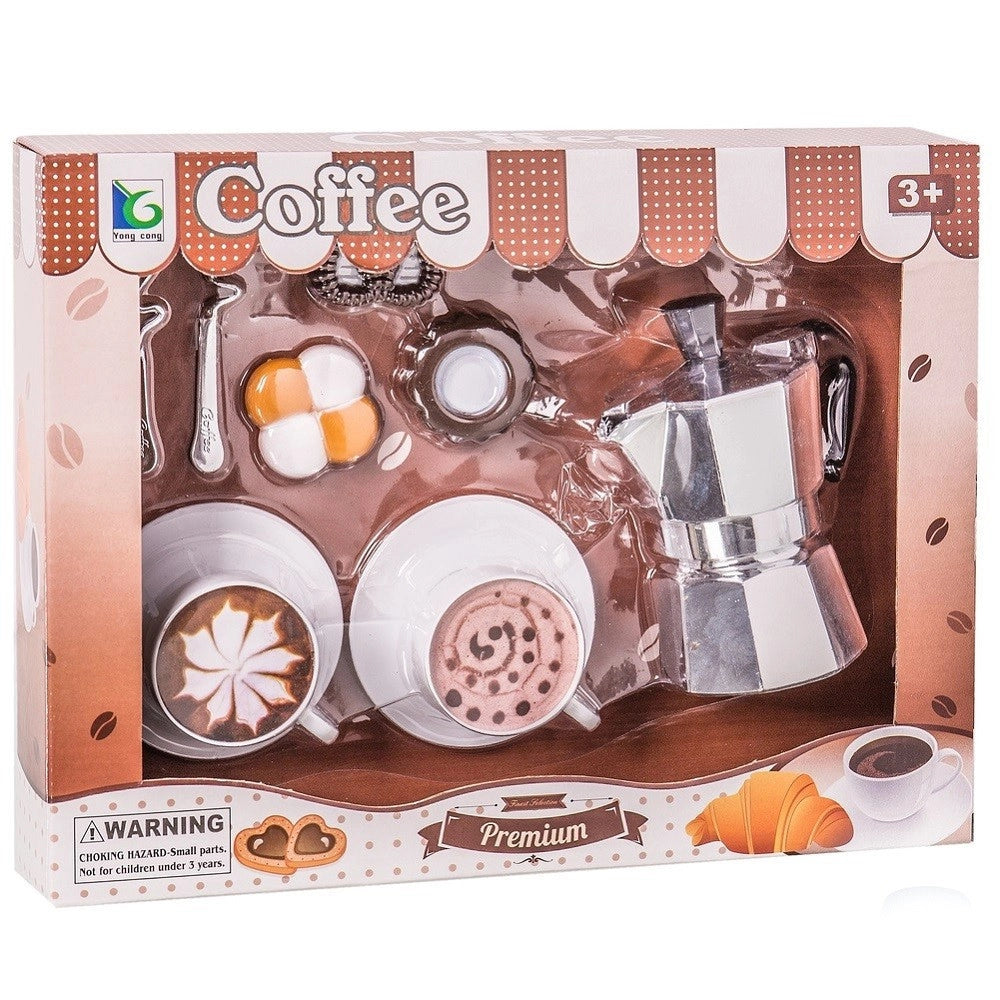 Trade Shop - Set Caffe Giocattolo Bambini Con Caffettiera Tazzine E Cucchiaini Per 2 Persone -