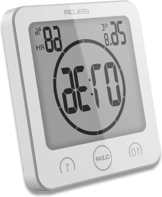 Display Touchscreen per la Doccia con Timer, Temperatura e Umidità per Bagno e Cucina (bianco)