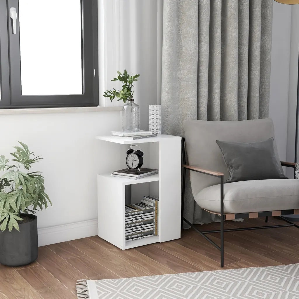 Tavolino da Salotto Bianco 36x30x56 cm in Legno Multistrato 802993