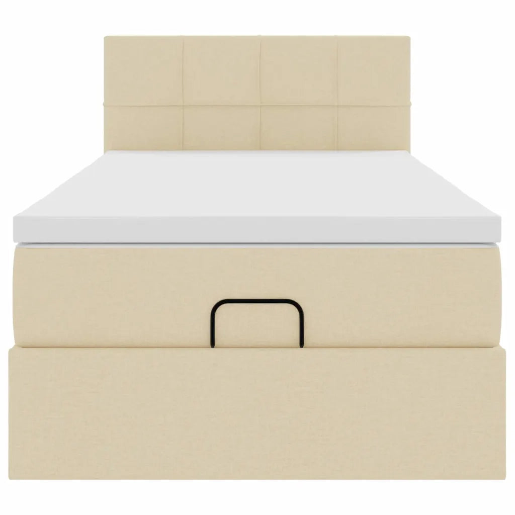 Struttura Letto Pouf con Materasso Crema 80x200 cm in Tessuto 3312268