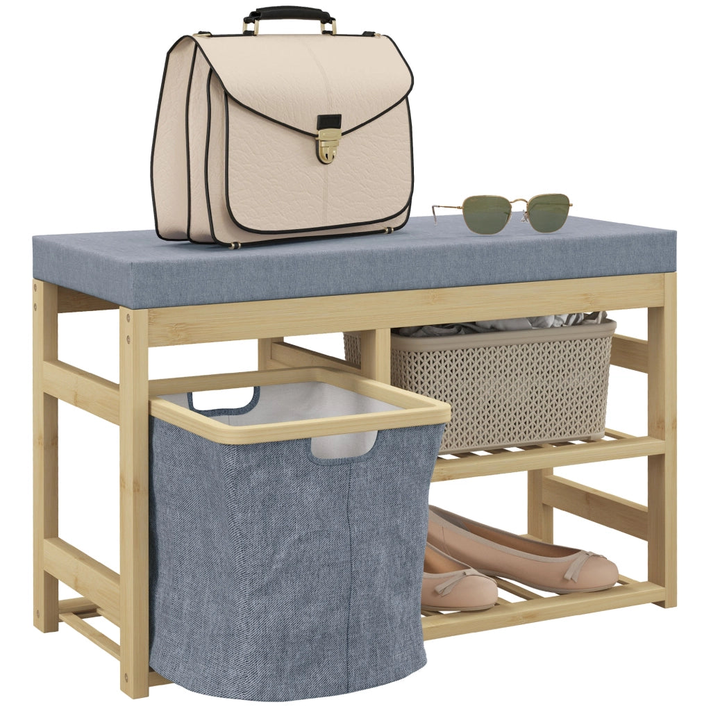 Scarpiera con Seduta ¨C Minimal ¨C Legno Naturale 69x30x45 cm