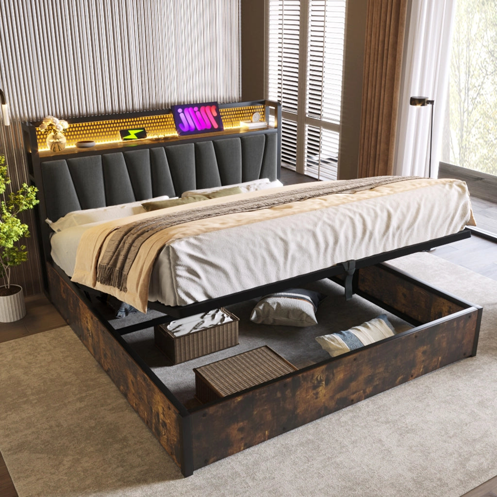 letto in lino grigio 180x200 cm