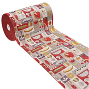 Tappeto Cucina Assorbente Bordato Antiscivolo Frutta e Verdura Passatoia Lavabile 52x80 Cm Bordeaux