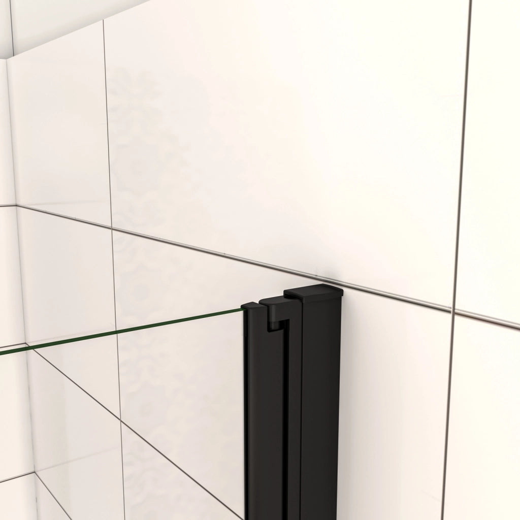100x190 cm Porta Doccia per Nicchia Apertura Battente Pieghevole in Vetro Temperato Trasparente 5 mm Anticalcare Telaio Nero Opaco