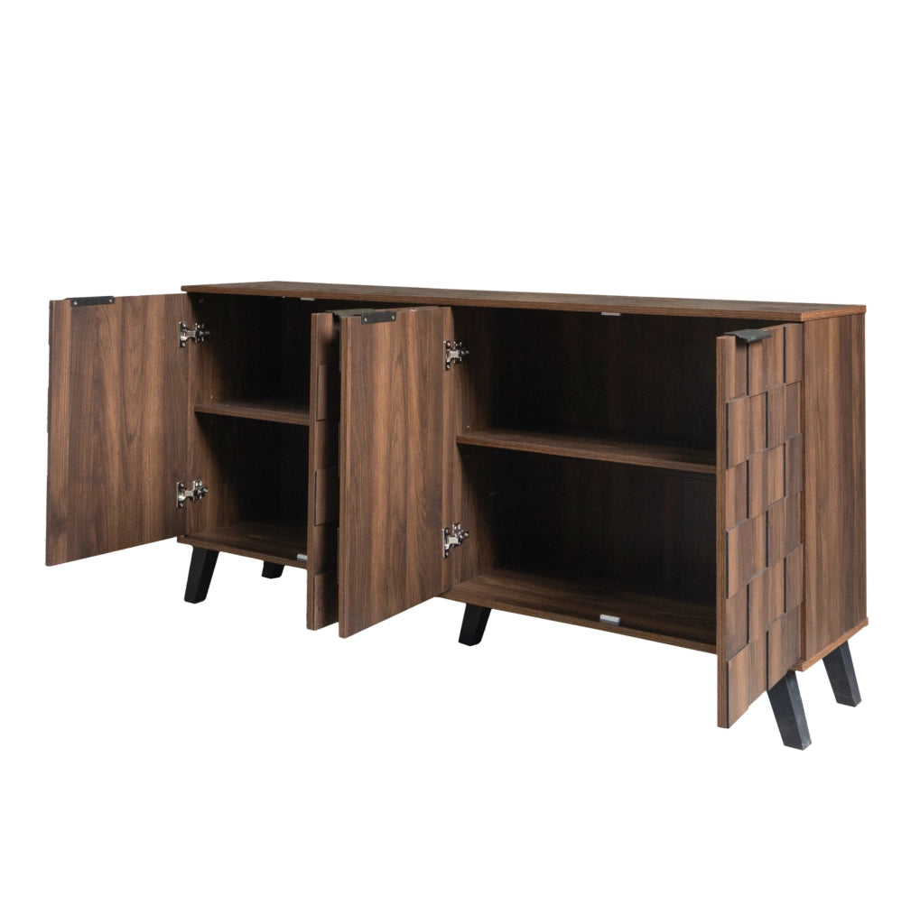 Sideboard a 4 ante 160;5 x 35;5 x 78 cm in legno scuro; con ripiani regolabili