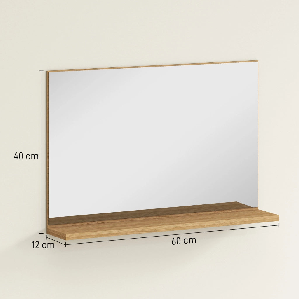 Specchio Bagno con Mensola ¨C Minimal ¨C Legno 60x12x40 cm