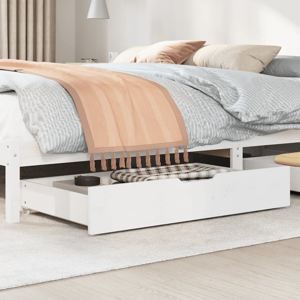 Cassettoni da Letto 2 pz Bianchi 90x55x17cm Legno Massello Pino CFW8394199
