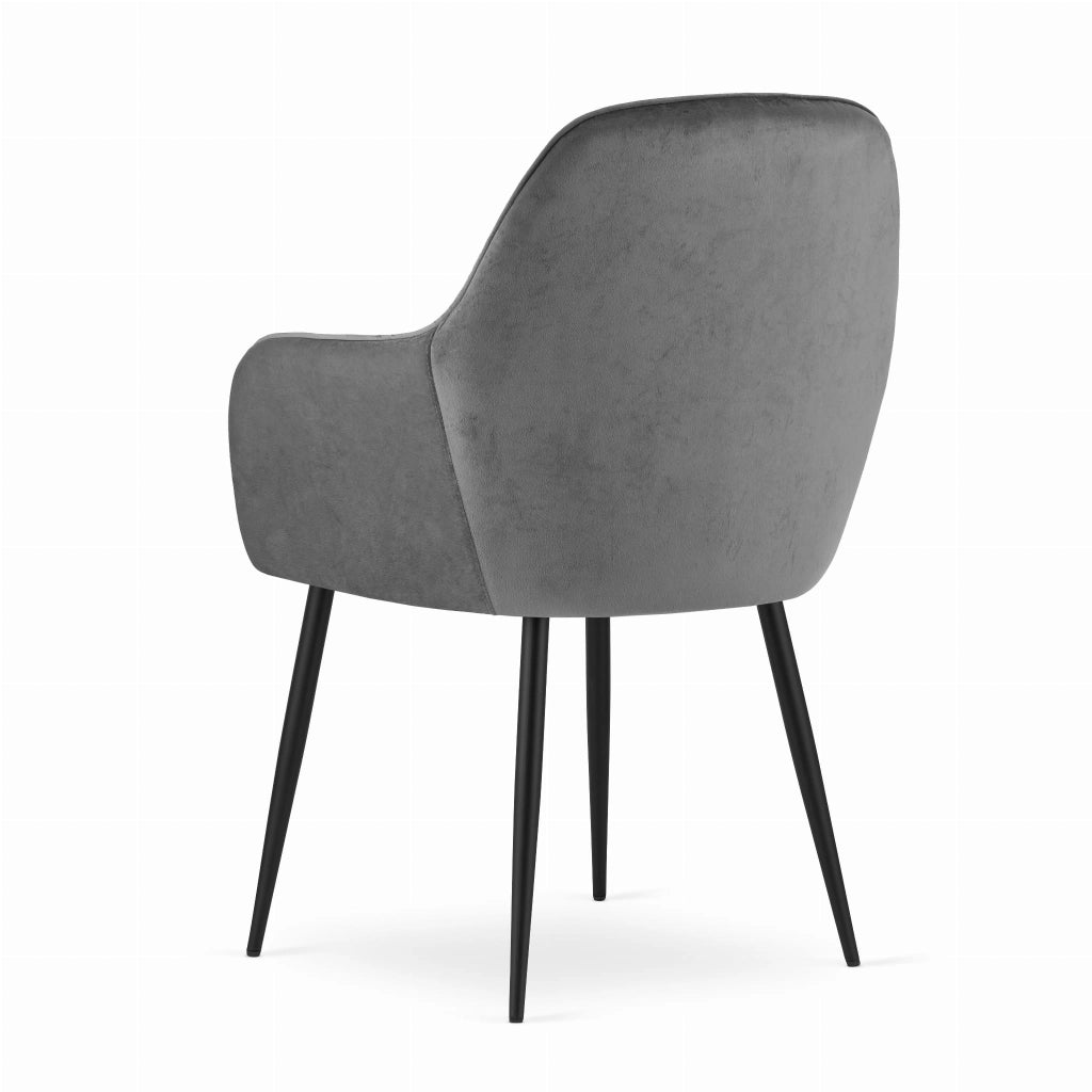 Sedia VALORA LUGO - Velluto grigio scuro con gambe nere x2