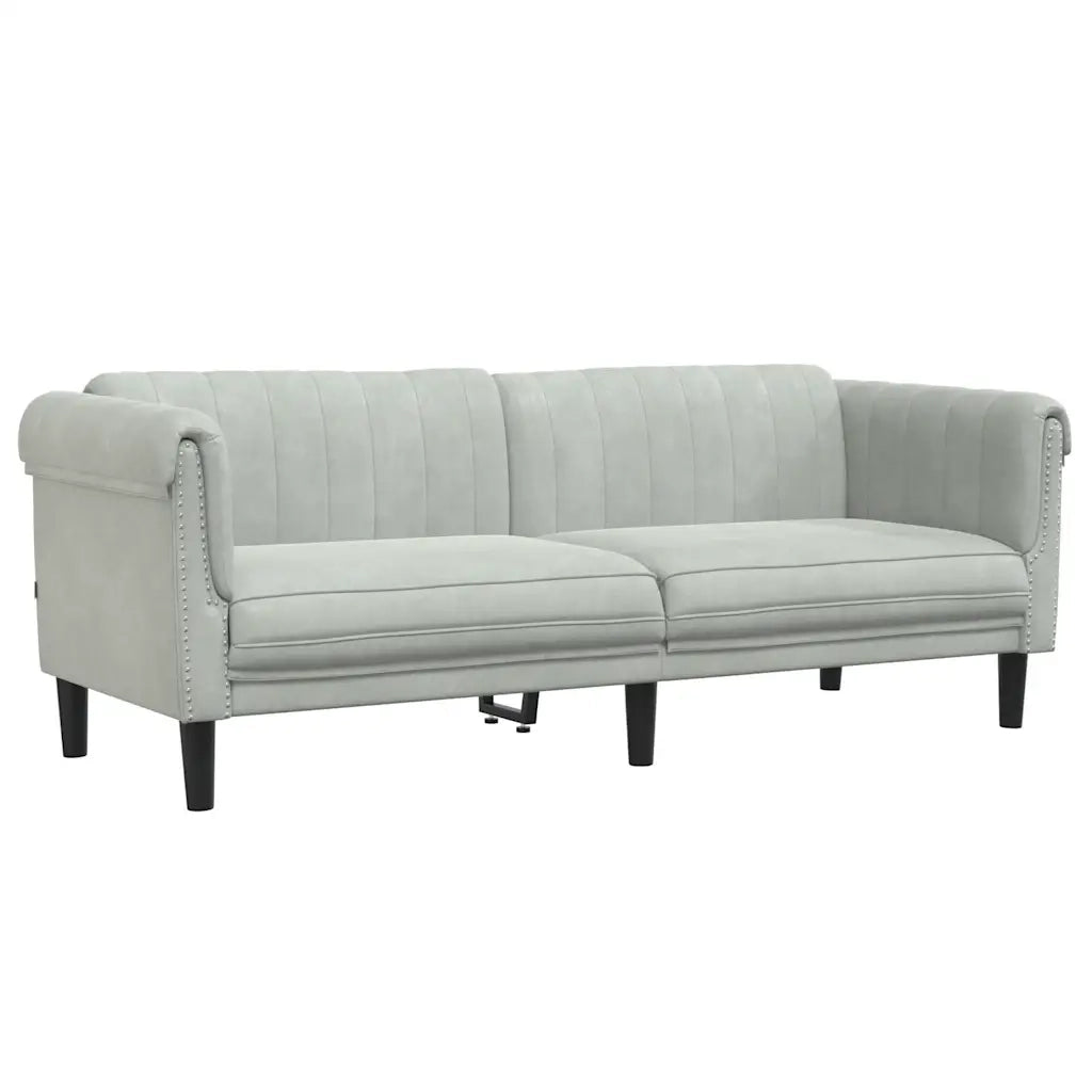 Divano a 3 Posti-Sofa 3 Posti Grigio Chiaro in Velluto