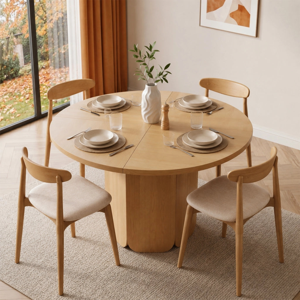 TAVOLO ROTONDO DA PRANZO 120 cm MDF Rovere per 4-6 persone