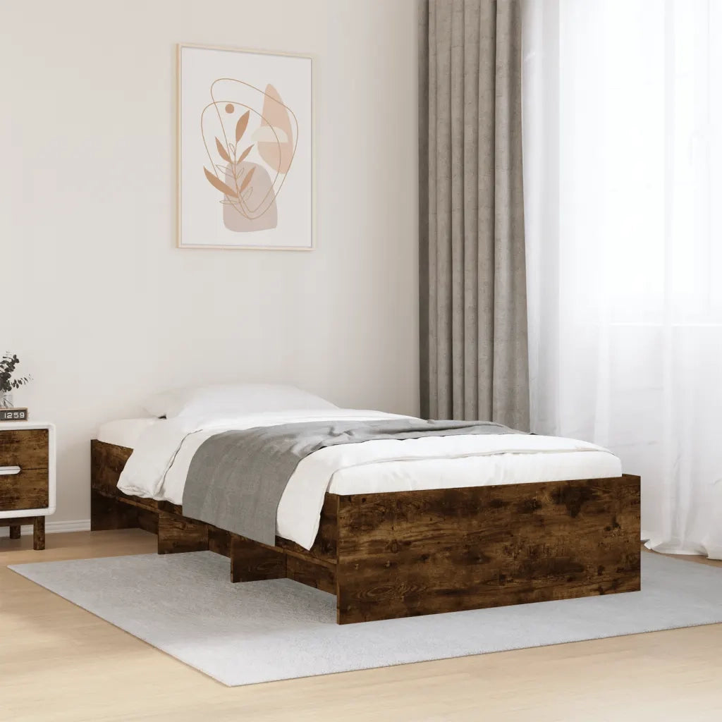 Giroletto senza Materasso-Struttura Letto Rovere Fumo 90x200 cm in Truciolato 557900