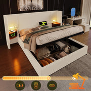 Letto Imbottito Matrimoniale Contenitore ¨C MINIMAL ¨C Cordone Beige/Bianco, Doghe Massello, 180x200