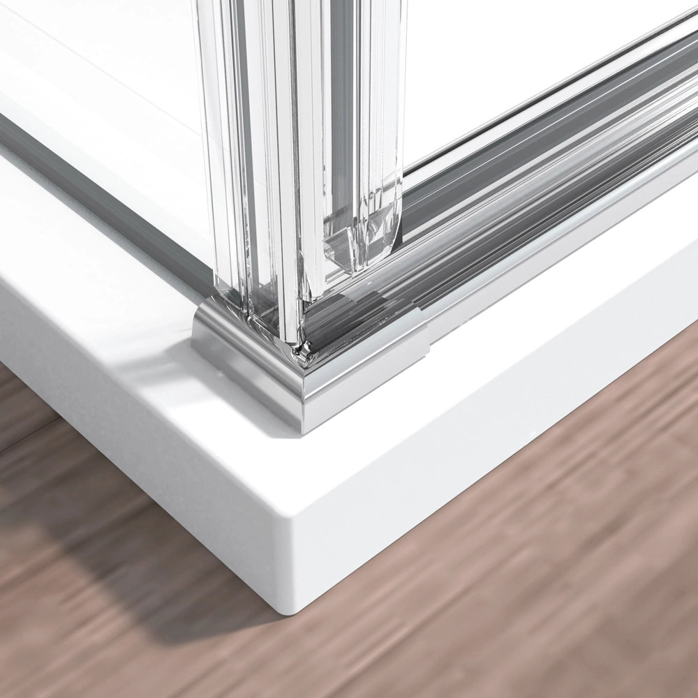 Box doccia angolare 80x80 in vetro temperato trasparente battente con profili cromo Neos