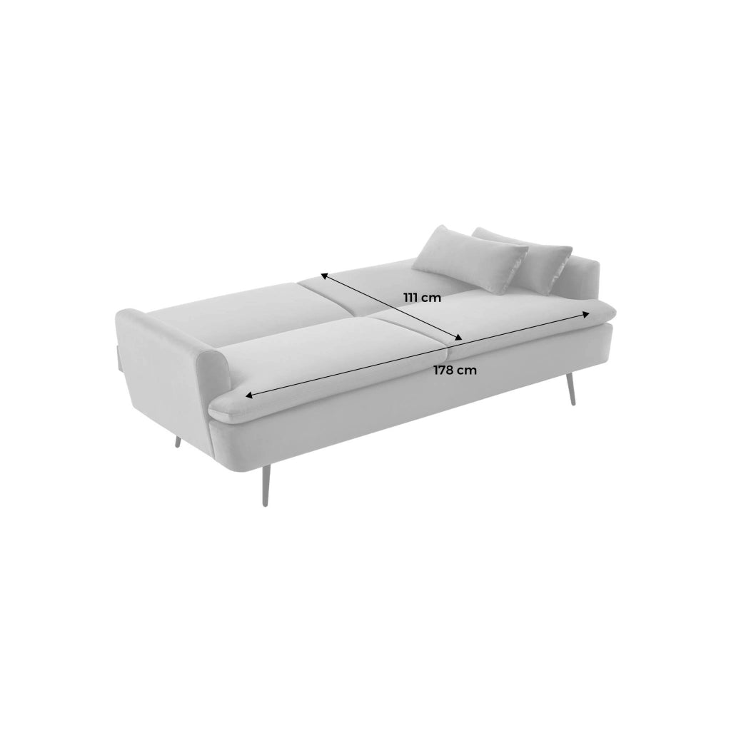 Divano letto in bouclé, 2–3 posti, crema