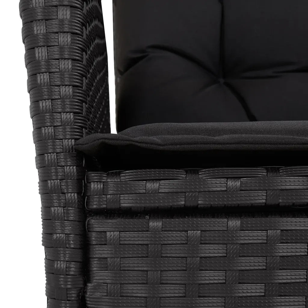 Set da Pranzo da Giardino 9 pz con Cuscini Nero in Polyrattan 3213192