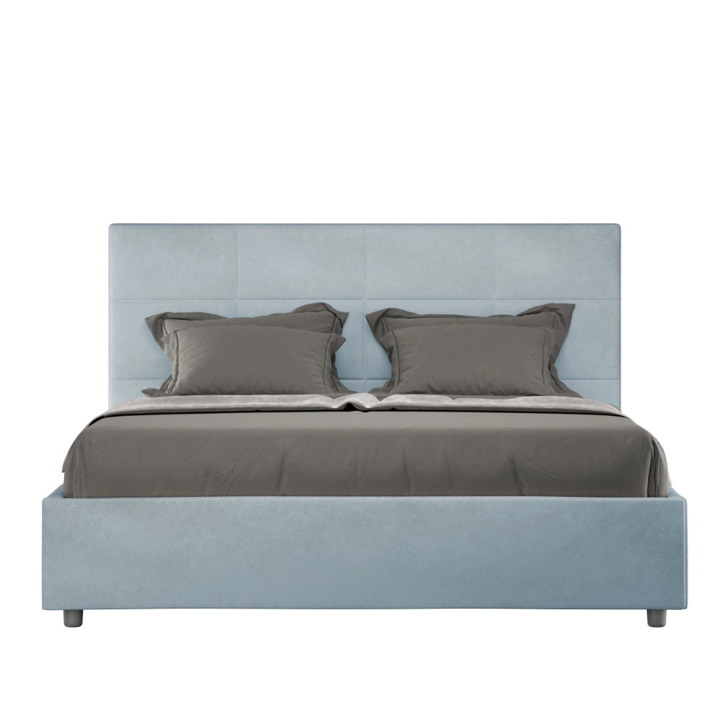 Letto Matrimoniale Francese 140x190 cm con Rete Mika Azzurro