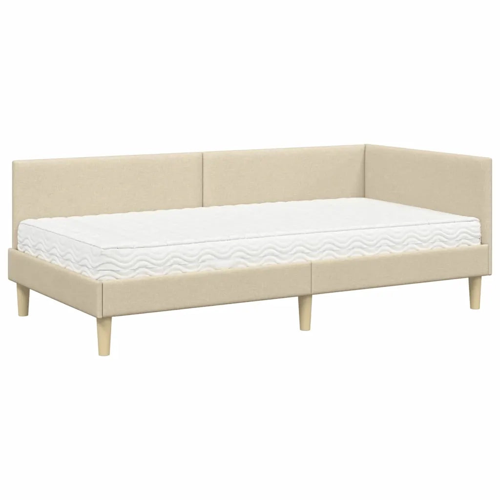Struttura Letto Angolare con Materasso 2 pcs Crema Tessuto 3393755