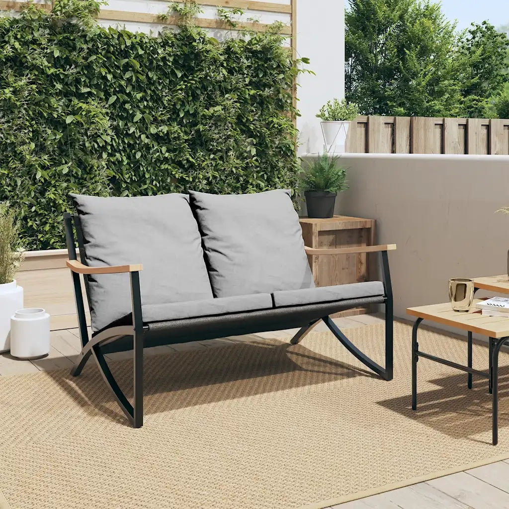 Panchina da Giardino con Cuscini 120 cm Nera in Acciaio 4009306