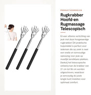 Ustensile per massaggio con manico antiscivolo in acciaio inossidabile - estensibile da 21 cm a 56 cm - leggero - per massaggio del capo o della schiena - krabber