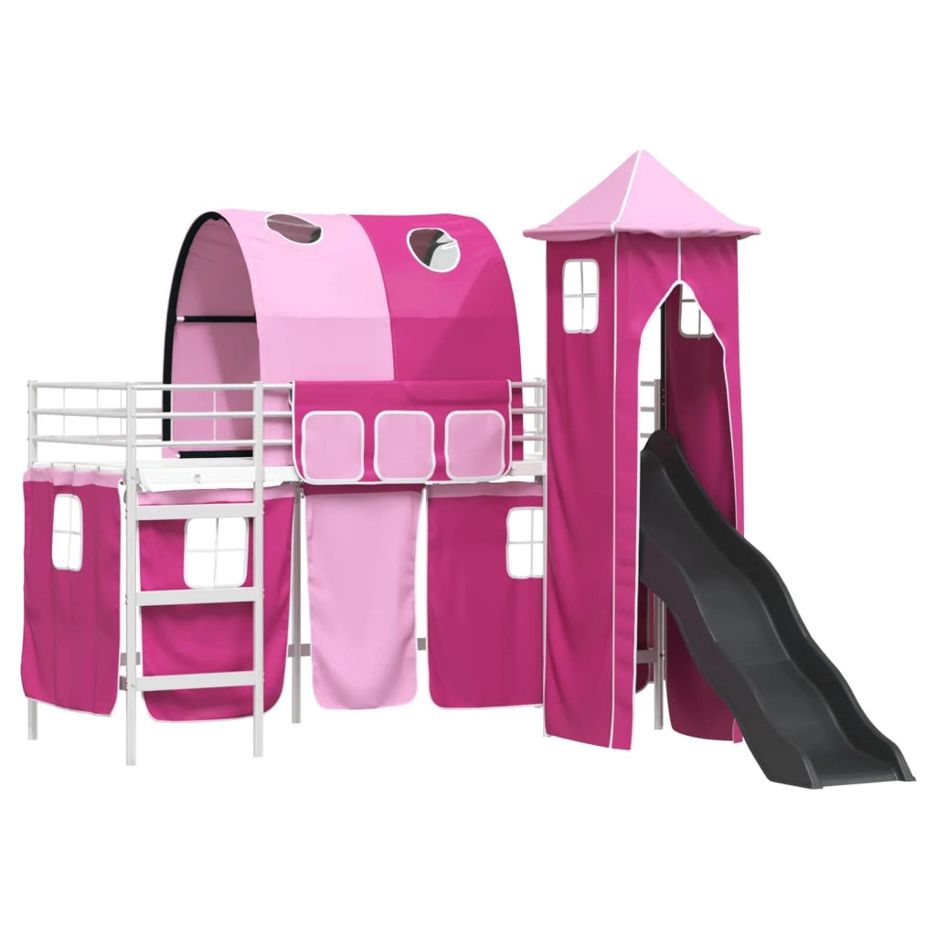 Struttura del letto loft per Bambini | Letto Infantile | Lettino Bianco e Rosa 75 x 190 cm
