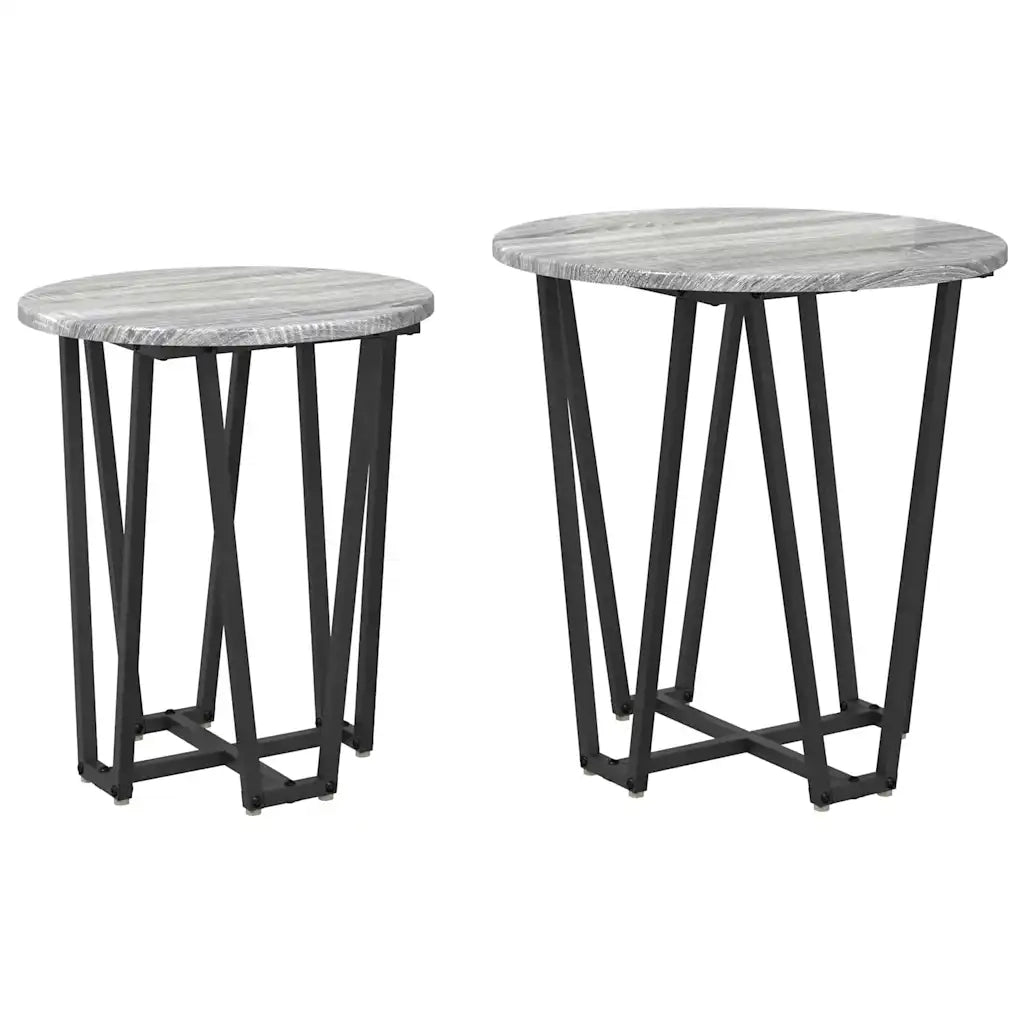 Set tavolini 2 pz | Tavolo laterale Grigio Sonoma e Nero
