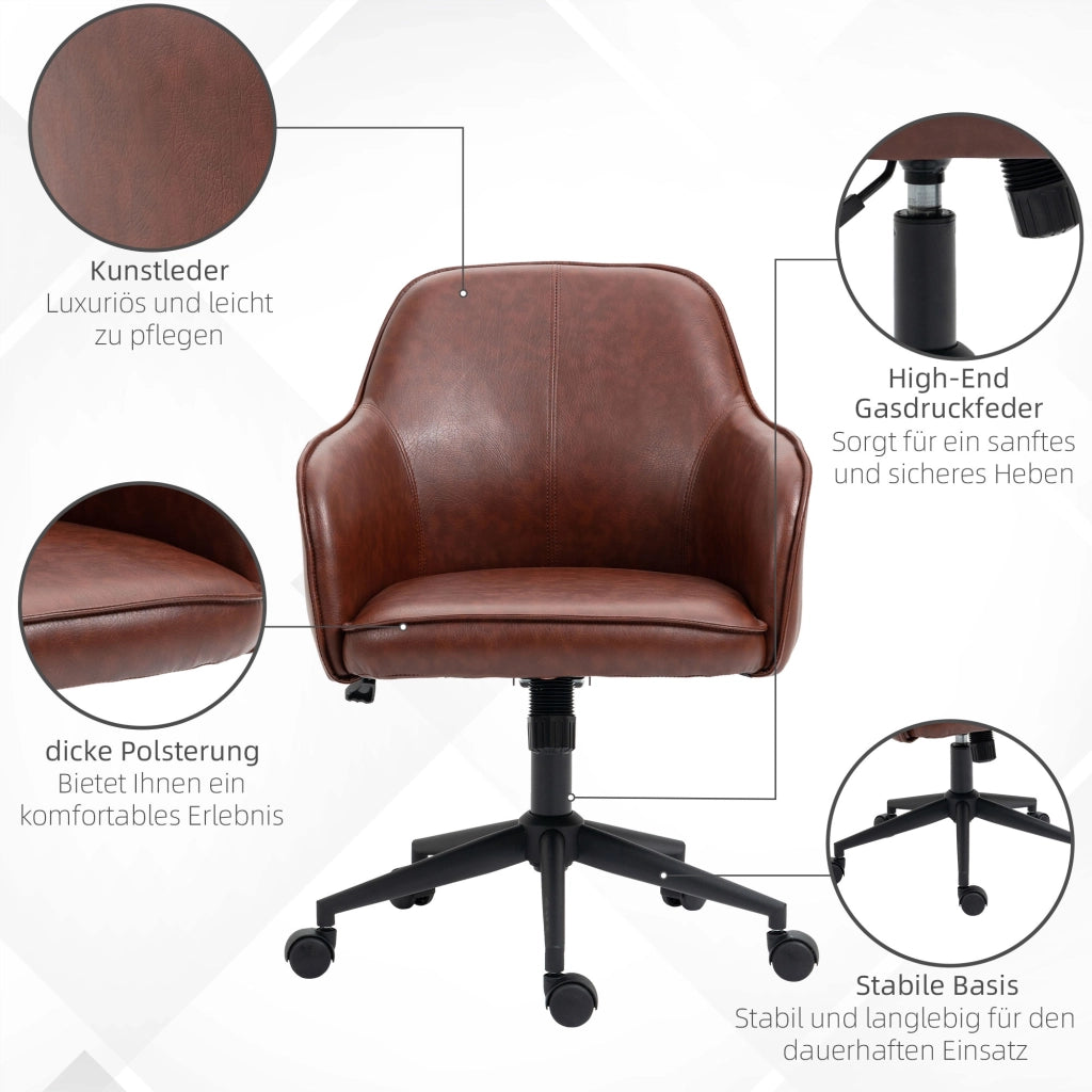 Sedia da Ufficio Girevole Regolabile in Altezza ¨C Xylo ¨C Marrone 58,5x62x91 cm
