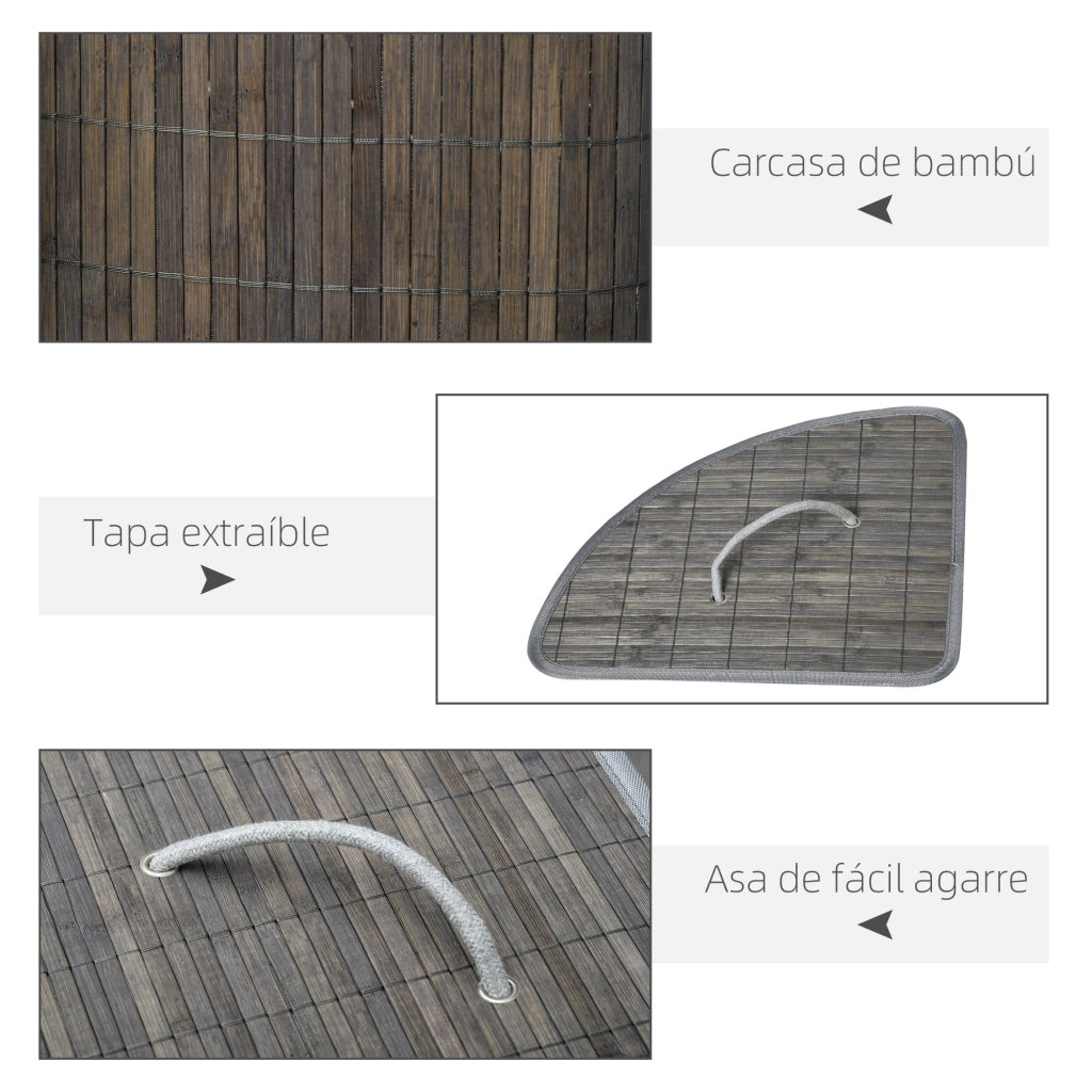 Cesto per Biancheria Sporca in Bamb¨´ 55L ¨C zephmum ¨C Grigio 38x38x57 cm