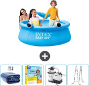 Piscina Opblaasbar Easy Set - 183 x 51 cm - Blu - Balena - Inclusa Vela Solare - Kit di Manutenzione - Pompa di Piscina - Scalone