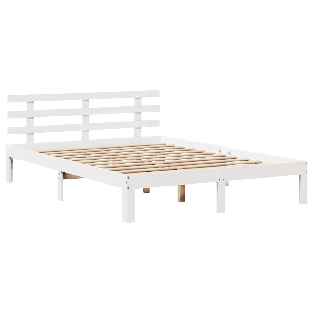 Giroletto con Testiera Bianco 120x190 cm Legno Massello di Pino