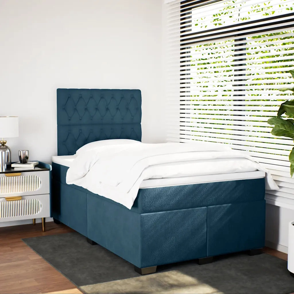 Giroletto a Molle con Materasso Blu 120x190 cm in Velluto