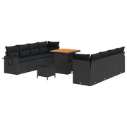 Set Divano da Giardino 11 pcs Nero Poly Rattan 3361714