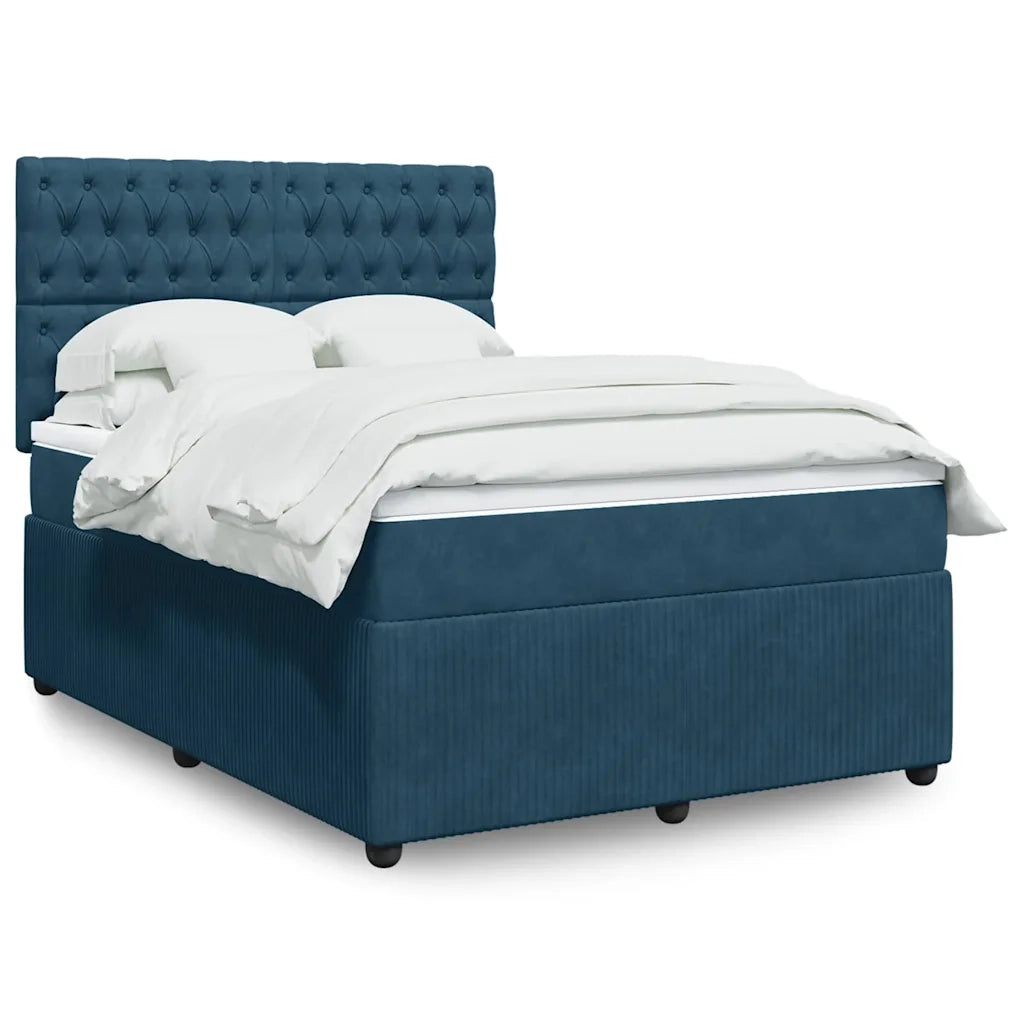 Giroletto a Molle con Materasso Blu 140x190 cm in Velluto
