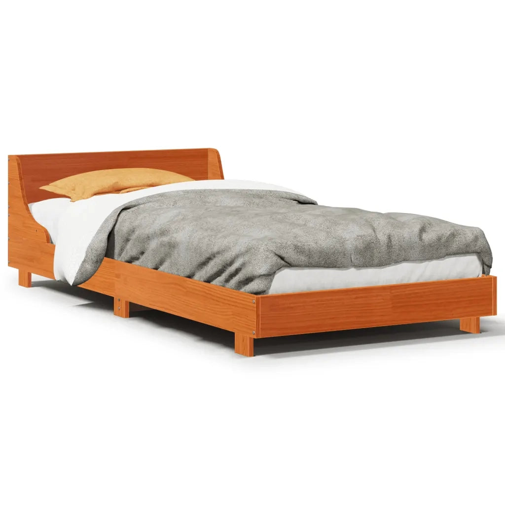 Letto senza Materasso-Struttura Letto Marrone Cera 75x190 cm in Legno di Pino 678523