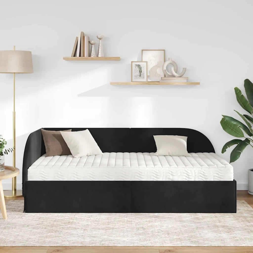 Struttura Letto Angolare con Materasso 2 pcs Nero Velluto 3394199