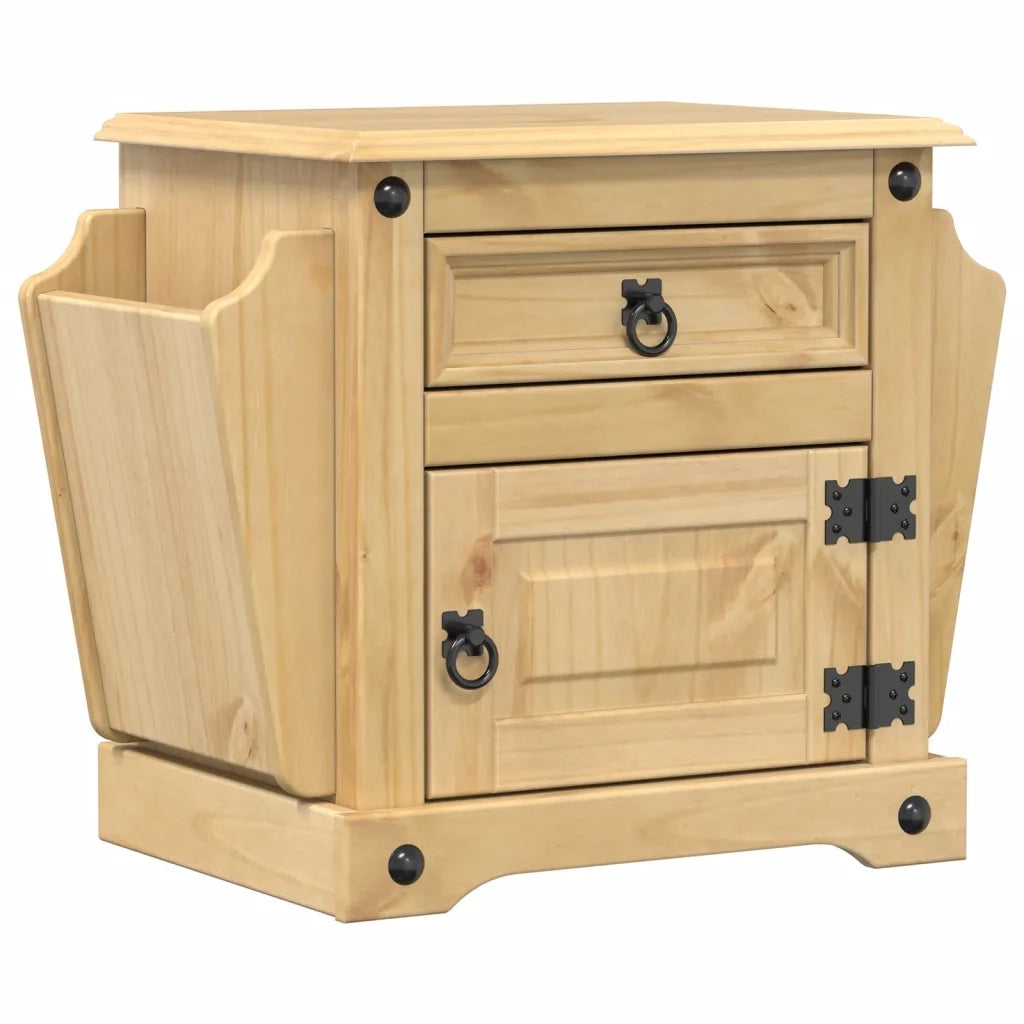 Comodino-Tavolino da notte Corona 45x35x47,5 cm in Legno Massello di Pino