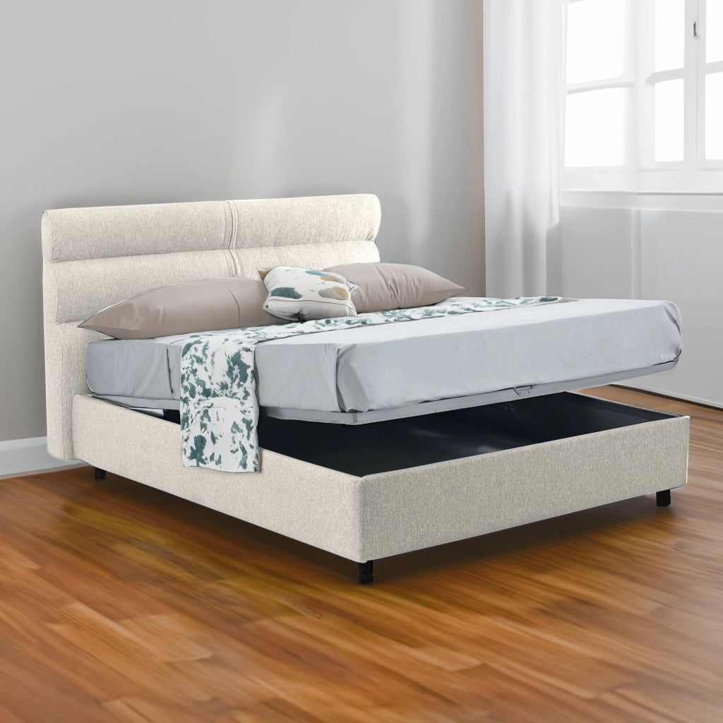 Letto Matrimoniale Bedero, Letto Matrimoniale Materasso Incluso Made in Italy, Beige