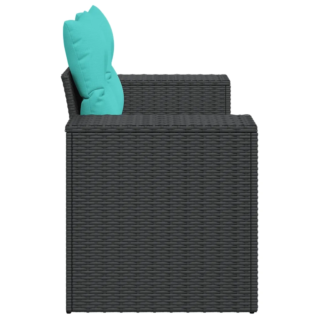 Divano da Giardino con Cuscini a 2 Posti Nero in Polyrattan 366046