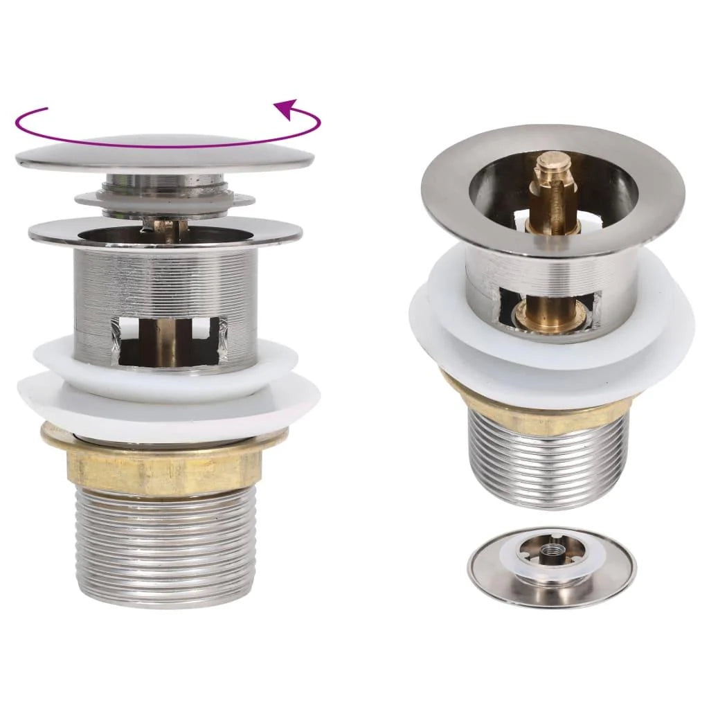 Piletta a pulsante con troppo pieno color argento 6,4x6,4x9,1 cm 02_0003482