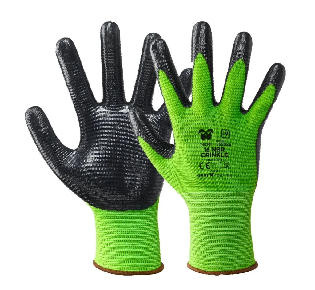 GUANTO PROFESSIONALE 'NBR CRINKLE' NERI Tg. 10 - 12 paia- NERI