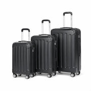 Set di valigie in alluminio rigido 3 pezzi (55 cm + 65 cm + 75 cm) – Carrello di trasporto leggero con ruote rotanti 360° – Set di bagagli di viaggio in ABS duraturo