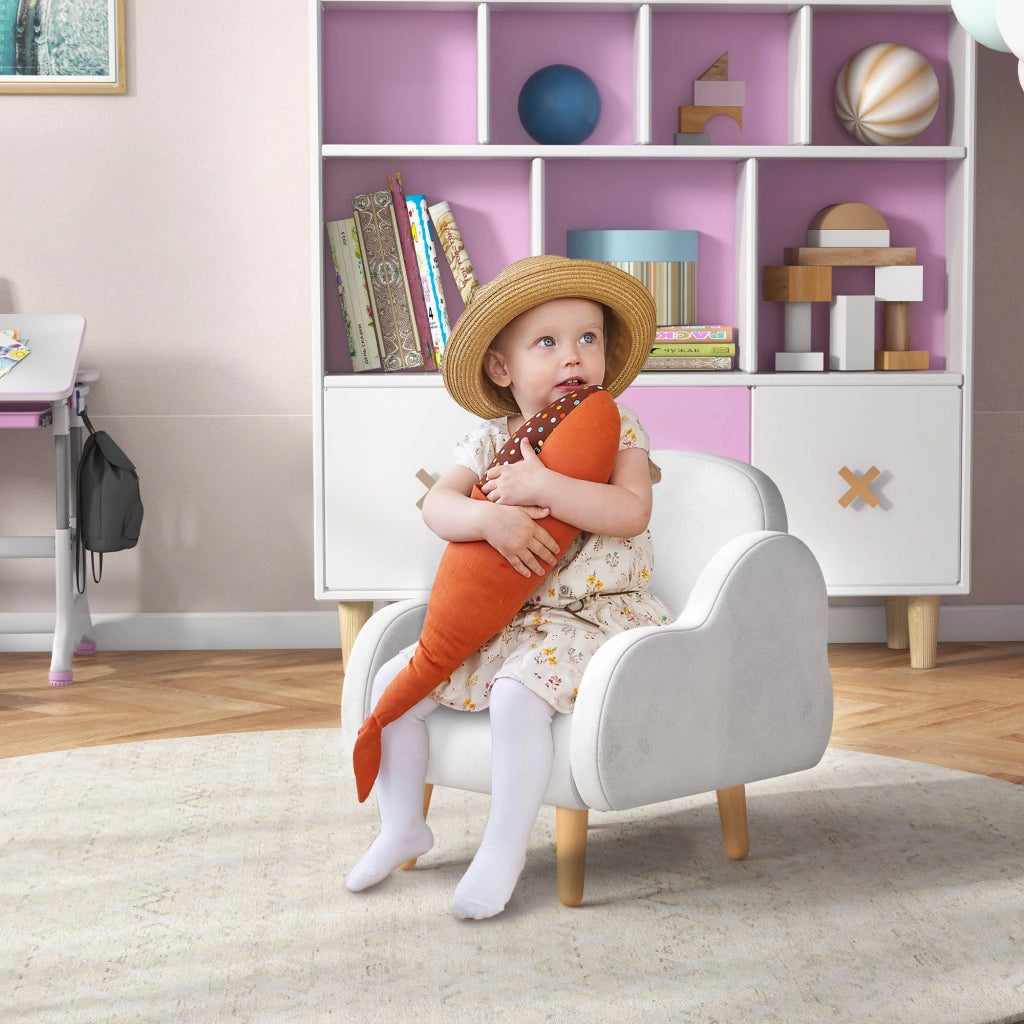 Poltrona bambini scandinava con braccioli nuvola in tessuto bianco ¨C zephmum ¨C 46x51x55 cm