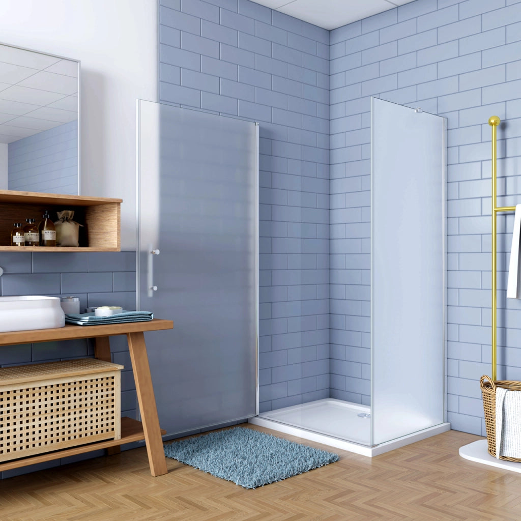 195cm Box Doccia Angolare Porta Battente con Parete Fissa 70x80cm in Vetro Satinato 6mm Anticalcare Irreversibile