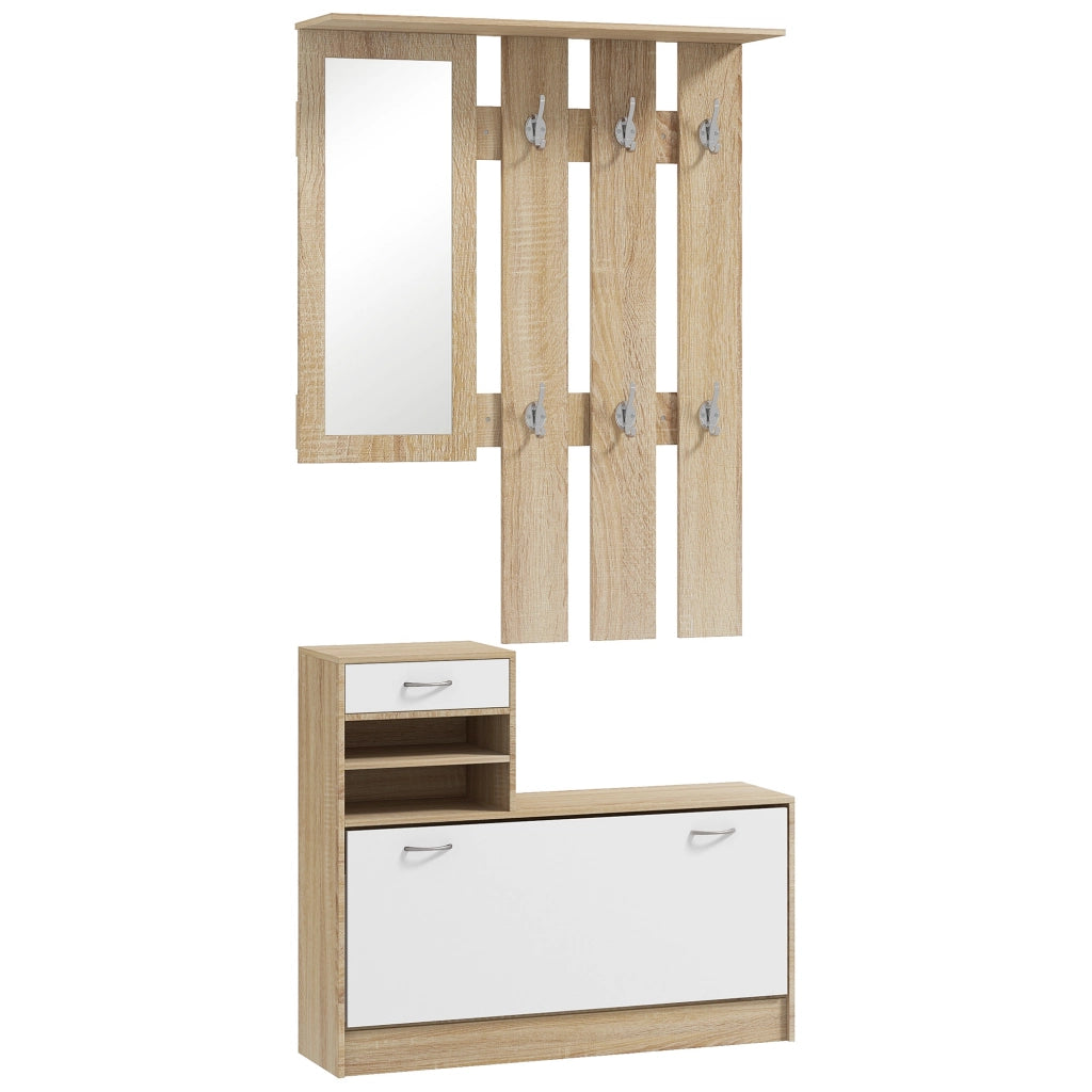 Mobile ingresso con appendiabiti, specchio e scarpiera ¨C Minimal ¨C Bianco