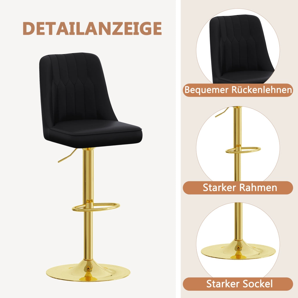 SGABELLO BAR Girevole Regolabile Set da 2 pezzi Nero/Oro PU