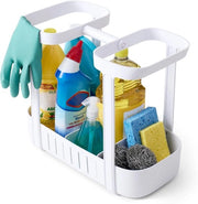 Organizzatore 2 livelli regolabile per la pulizia - cassettone per cucina e bagno - con maniglia di trasporto.