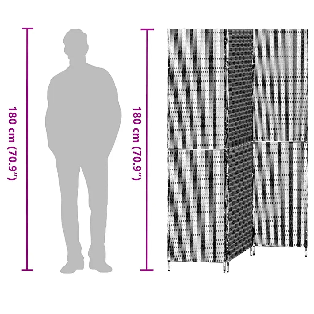 Divider per stanze Marrone 146 x 180 cm polyrattan 42003669