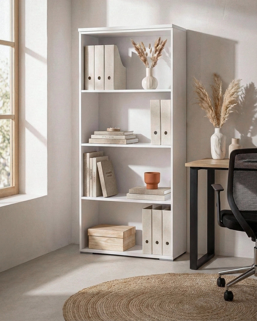 Armadio ufficio Denver - Mobile archivio - 3 mensole incluse - L. 90 x H. 160 x P. 42,5 cm – Bianco_