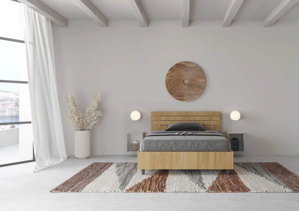 BS COM Letto una piazza e mezza contenitore 120x200 testata dritta con doghe quercia