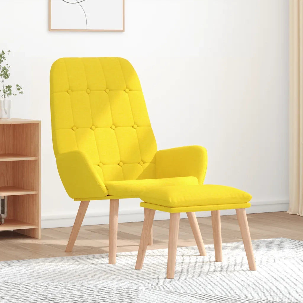 vidaXL Sedia Relax con Poggiapiedi Giallo Chiaro in Tessuto